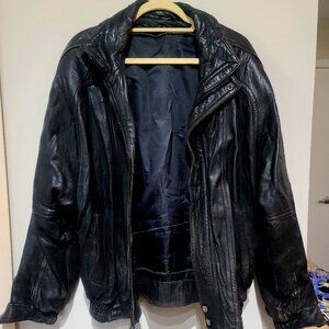 Men's Leather Bomber Jacket, Size 44